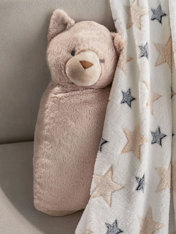 Blanket with pillow, 130x150 cm, fleece / plush, beige, Cat, Plush animals, image-8