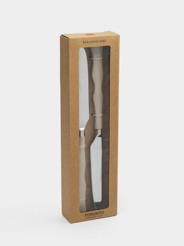 Table knife, 2 pcs, steel / plastic, beige, Bends, Toronto, image-4