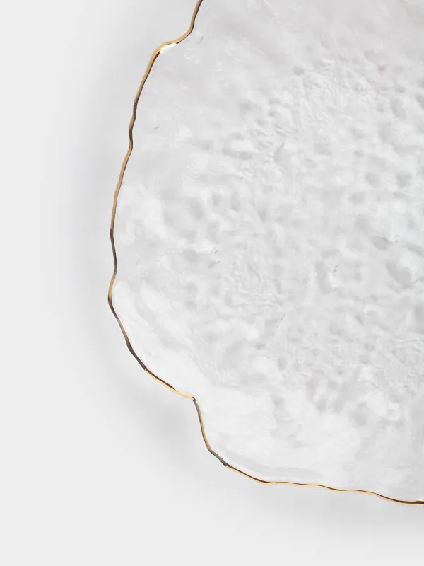 Dish, 30 cm, glass, with golden edging, Nautilus gold, image-3