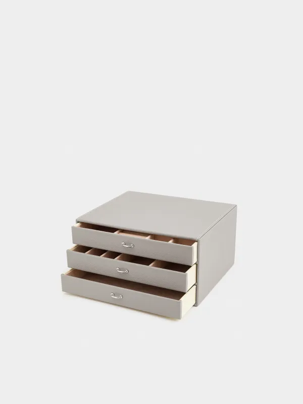 Jewelry box, 24x19 cm, artificial leather / MDF, grey, Premiere, image-2