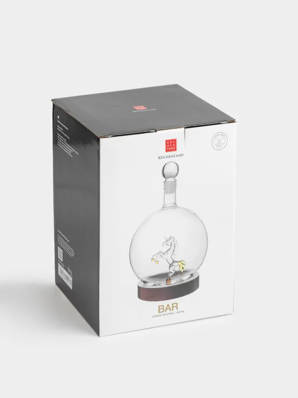 Decanter, 850 ml, on a stand, glass / wood, Horse, Bar, image-5