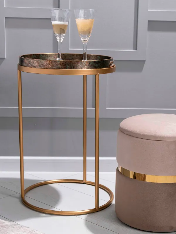 Tray stand, 54 cm, metal, round, gold, Trend, image-7