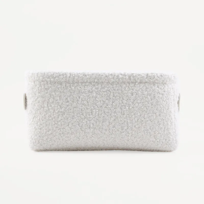 Storage basket, 22x17x11 cm, with handles, boucle, rectangular, milk, Boucle, image-2