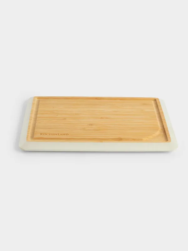 Cutting board, 28x20 cm, bamboo, rectangular, gray edging, Bamboo, image-3
