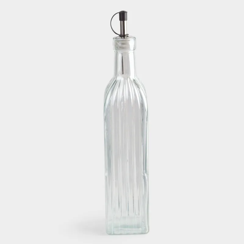 Oil or vinegar bottle, 500 ml, with dispenser, glass / steel, mother of pearl, Ribby polar