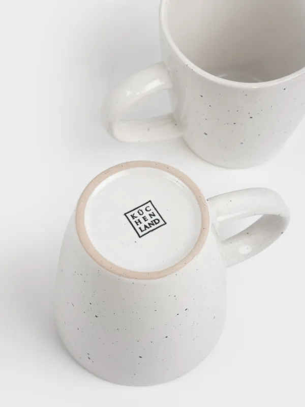 Mug, 470 ml, 2 pcs, ceramic, milky, speckled, Uneven edge, Xoras, image-3