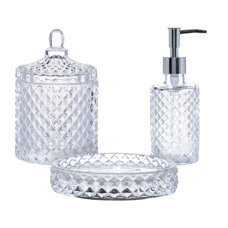 Bathroom set, 3 pr, glass / plastic, Naiad, image-0