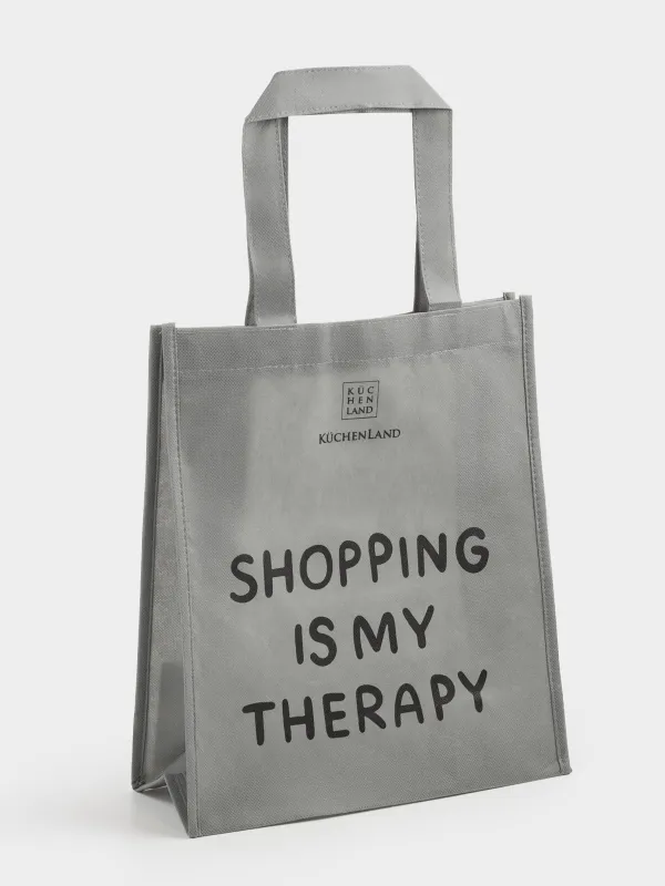 Shopping bag, 55x45 cm, polypropylene, grey, Design, Shopping font, image-3