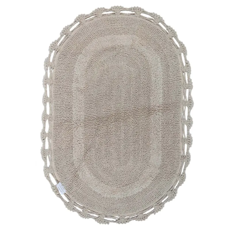 Mat, 60x100 cm, cotton, Beige, Lace, Knit, image-1