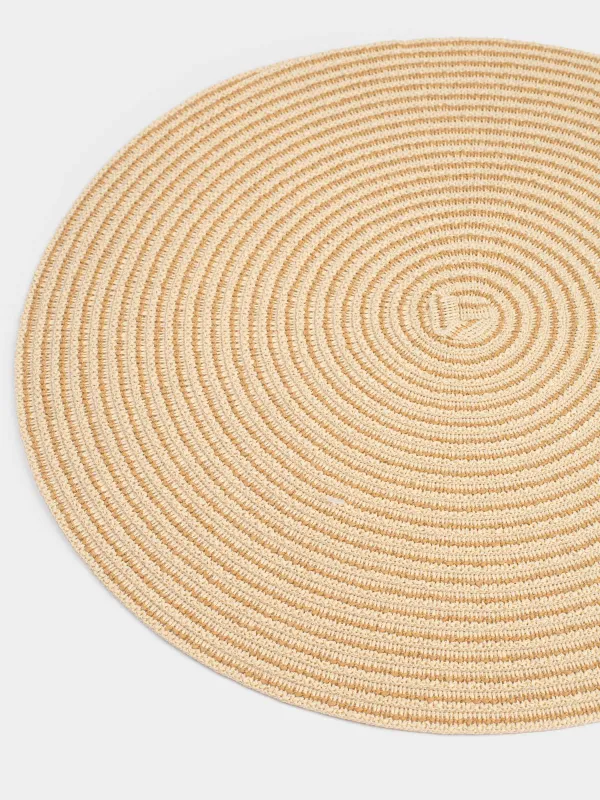 Placemat, 38 cm, cellulose, round, beige, Straw, image-2