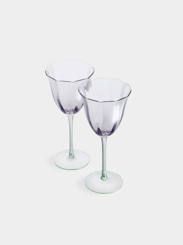 Drinking glass, 340 ml, 2 pcs, glass, purple-green, Flevertino, image-1