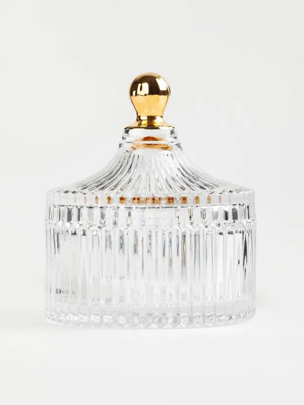 Storage container, 11x12 cm, 210 ml, glass R, with gold handle, Selene, image-1