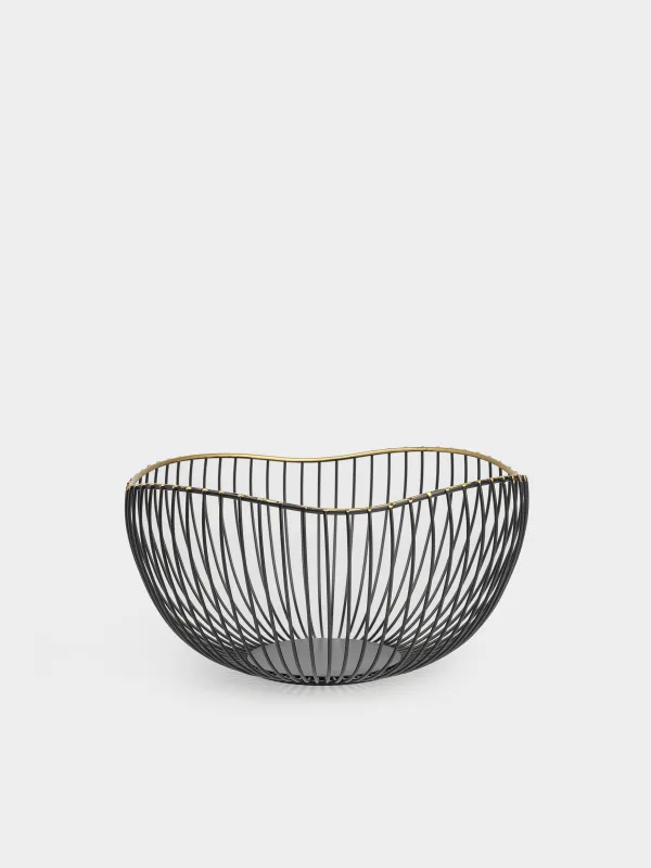 Fruit basket, 26 cm, metal, black, Wavy edge, Twist black, image-0