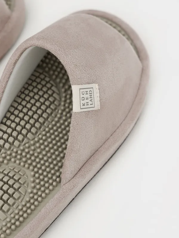 Women's slippers, homewear, size 36-37, corduroy / rubber, gray-purple, Lint, image-3