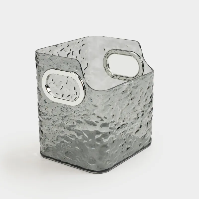 Organizer for cosmetics, 12x12 cm, 4 units, with handles, plastic, gray, Renaissance clear, image-2