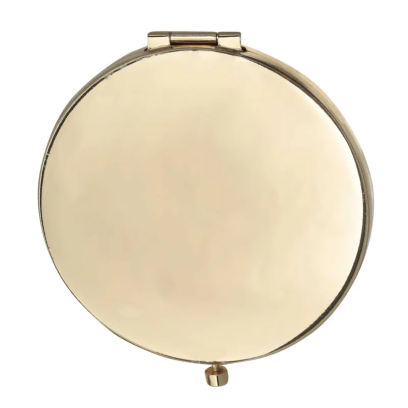 Pocket mirror, 7 cm, double-sided, metal, gold, Freya, image-3