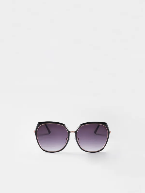 Sunglasses, plastic/metal, black, Grands, Geometric, image-0