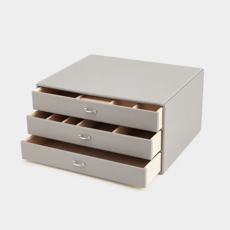 Jewelry box, 24x19 cm, PU leather / MDF, grey, Premiere, image-1