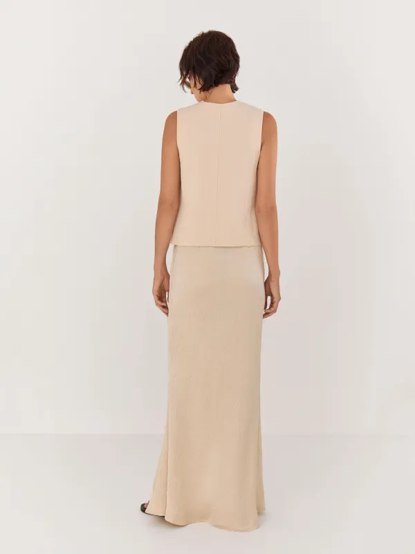 Women's skirt, maxi, size S, polyester, gold, Rosalinda, image-3