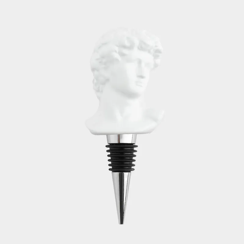 Bottle stopper, 12 cm, metal / ceramic, white, David, Apollo