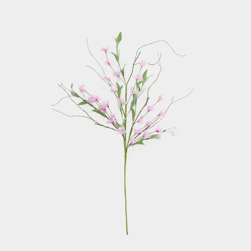Decorative branch, 80 cm, polyethylene, Pink flowers, Flower garden