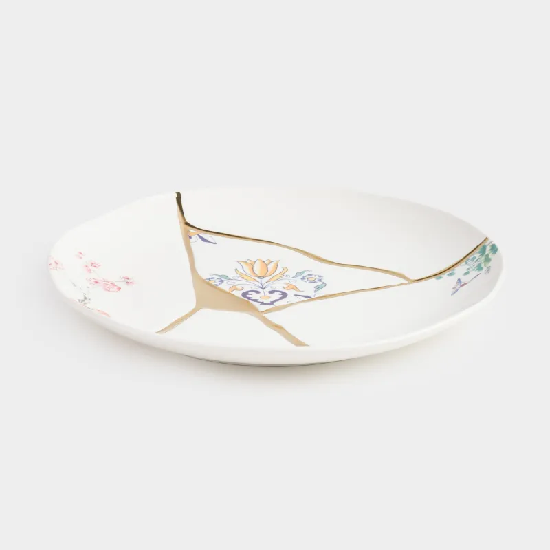 Dinner plate, 27 cm, porcelain N, white and gold, Kintsugi, Kintsugi, image-2
