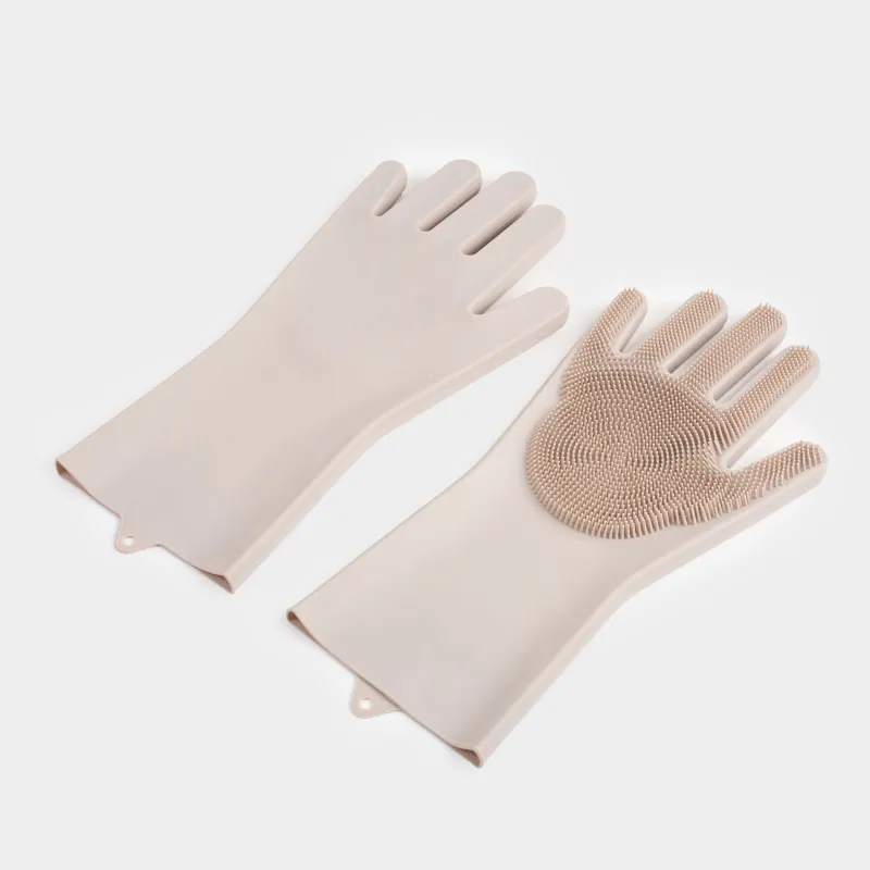 Cleaning glove, 2 pcs, silicone, gray-beige, Clean, image-2