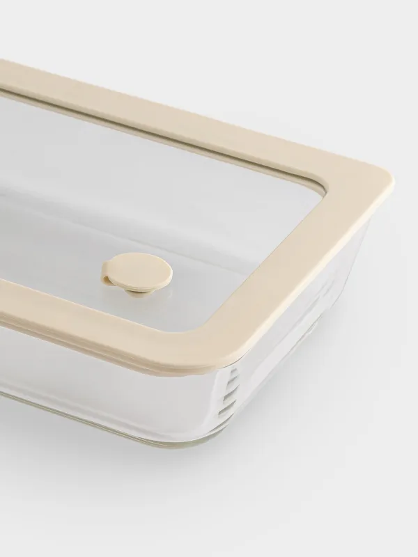 Container, 700 ml, with valve, glass T / silicone, rectangular, beige, Verre, image-2