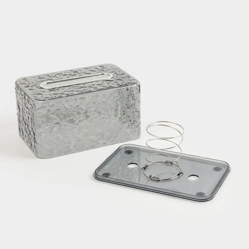 Paper napkin box, 19x12 cm, with sitemsing, plastic / metal, grey, Renaissance clear, image-5