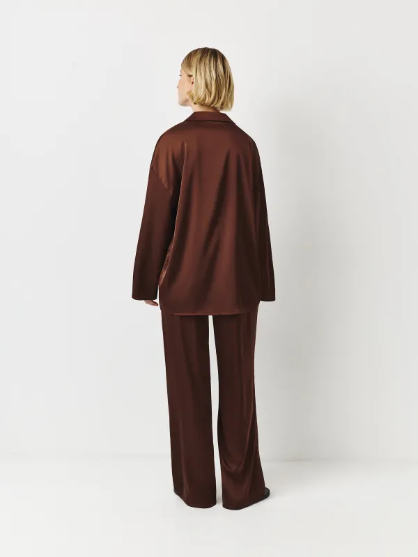 Women's trousers, homewear, size L, polyester, brown, Derin, image-4