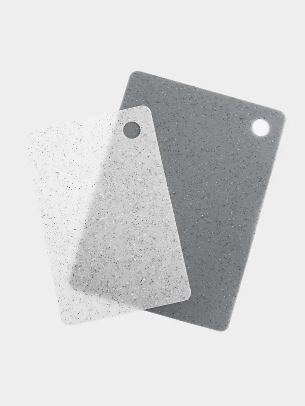 Cutting board, 19/24 cm, 2 pcs, plastic, rectangular, gray, speckled, Speck, image-1