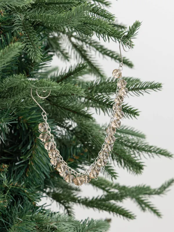 Christmas tree toy, 30 cm, glass / metal, Amber, Chain, Ice crystal, image-5