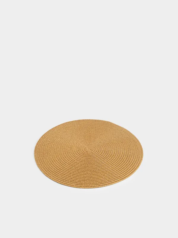 Placemat, 38 cm, cellulose / PET, round, sand-gold, Straw, image-3