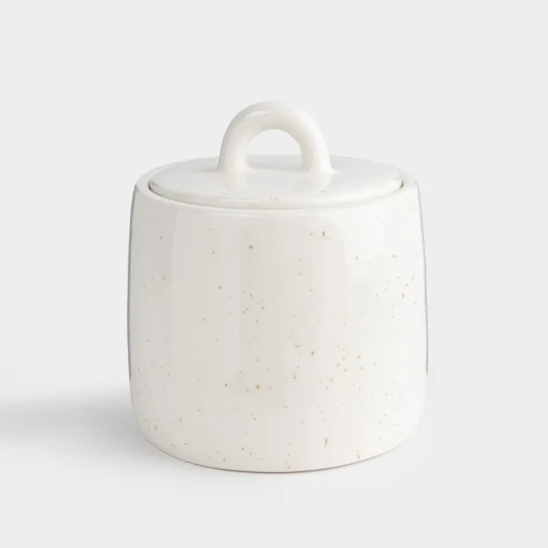 Storage container, 12x13 cm, 750 ml, ceramic, milky, speckled, Delicia