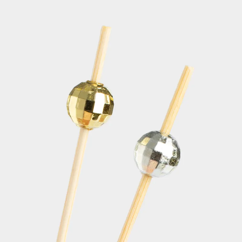 Canape skewers, 9 cm, 20 pcs, bamboo, white and red, Disco ball, Elegant details, image-2