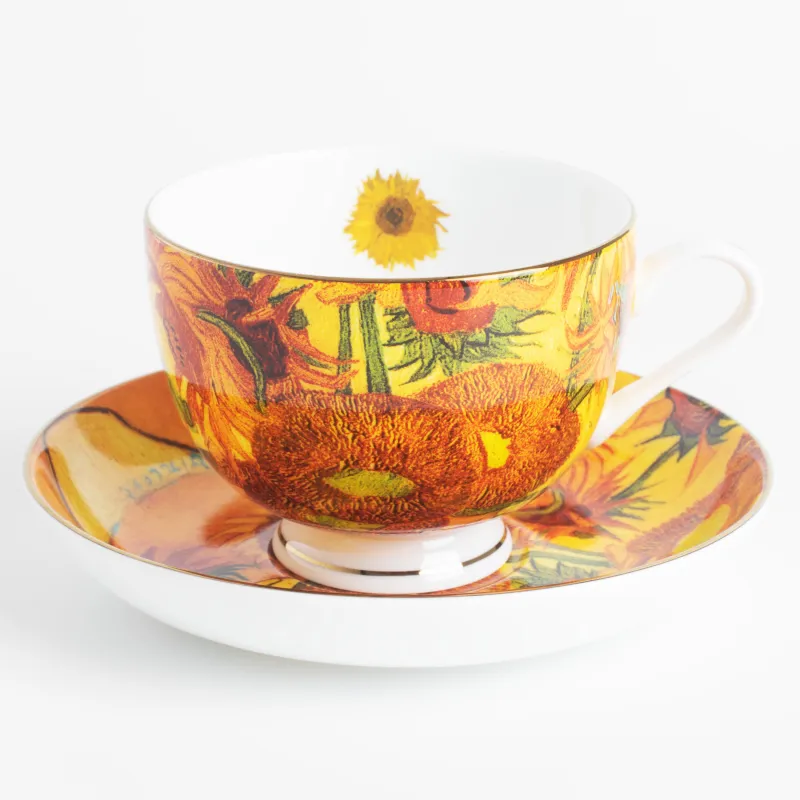 Tea pair, 1 person, 2 items, 210 ml, porcelain F, Sunflowers, Van Gogh, Art sunflowers