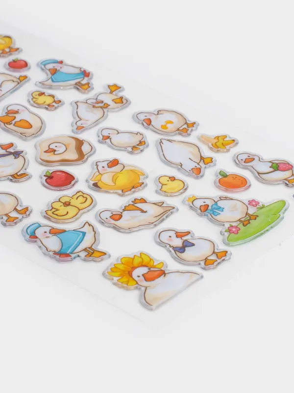 Sticker set, 17x9 cm, 41 pcs, disposable, PVC, Duck, Duck yellow, image-3
