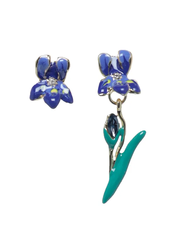 Stud earrings, 1/3 cm, 2 pieces, metal / acrylic, purple, Irises, Iris garden, image-0