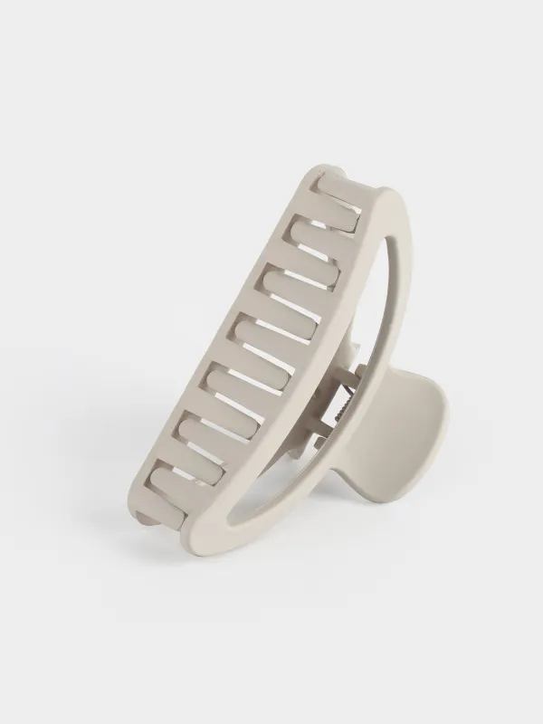 Hair clip, 9 cm, Acrylic / metal, grey, Crab, Hair basic, image-4