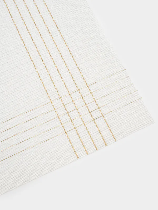 Placemat, 30x45 cm, PVC / polyester, rectangular, white, Golden lines, Solid, image-2
