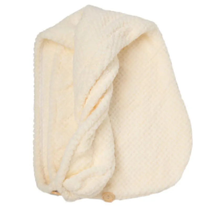 Turban towel for hair, 62x24 cm, microfiber, milk, Fiber spa