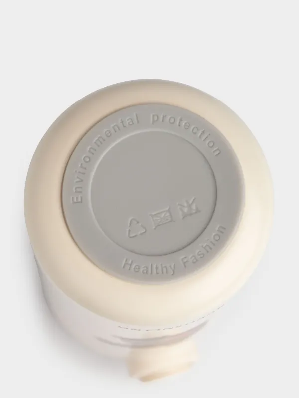 Children's thermos flask, 320 ml, with tube, steel / plastic, beige, DESIGN, Cute vessel, image-4