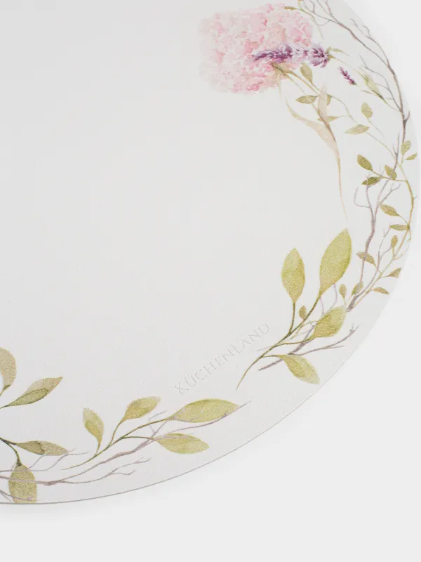 Placemat, 38 cm, PVC, round, milky, Spring flowers, Rock print, image-2