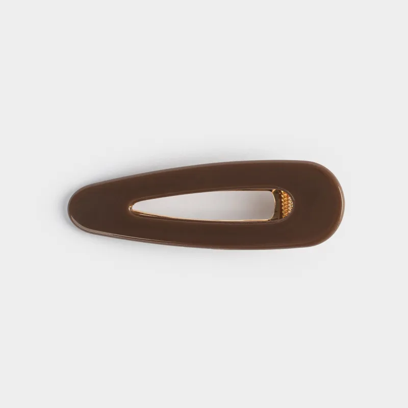 Hair clip, 8 cm, Acrylic / metal, brown, Hair basic