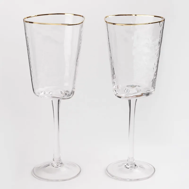 Drinking glass, 300 ml, 2 pcs, glass, with golden edging, Triangle Gold