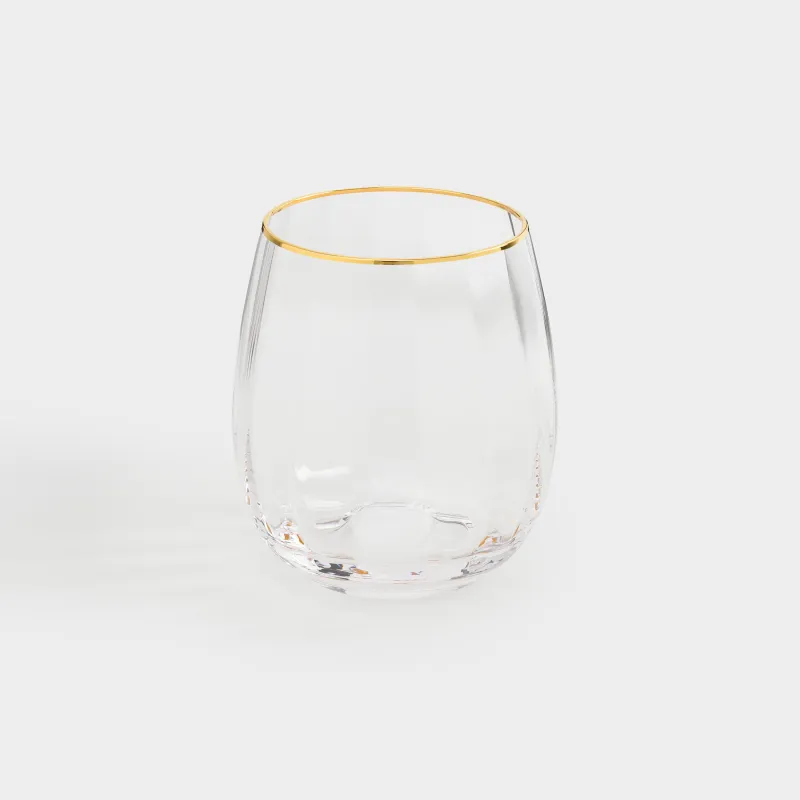 Glass, 10 cm, 450 ml, 2 pcs, glass R, with golden edging, Filo R gold, image-1