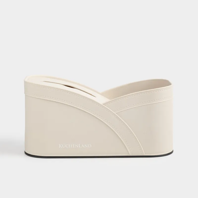 Storage basket, 28x26 cm, 3 compartments, polyurethane, milky, Premiere