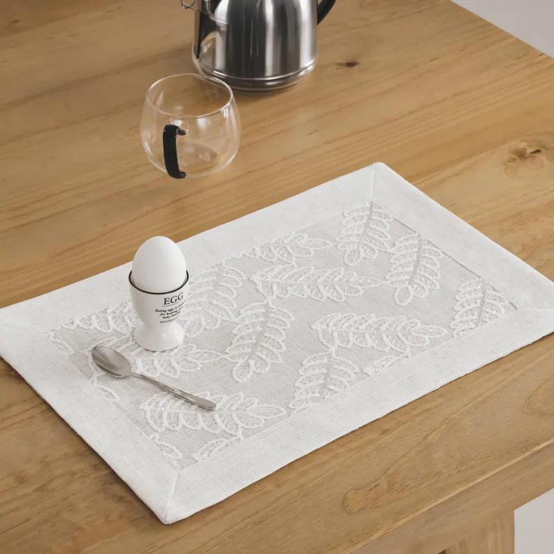 Placemat, 30x45 cm, polyester, rectangular, milky, Leaves, Fall foliage