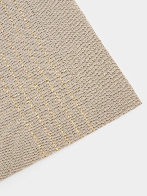 Placemat, 30x45 cm, PVC / polyester, rectangular, sand, Golden lines, Solid, image-2