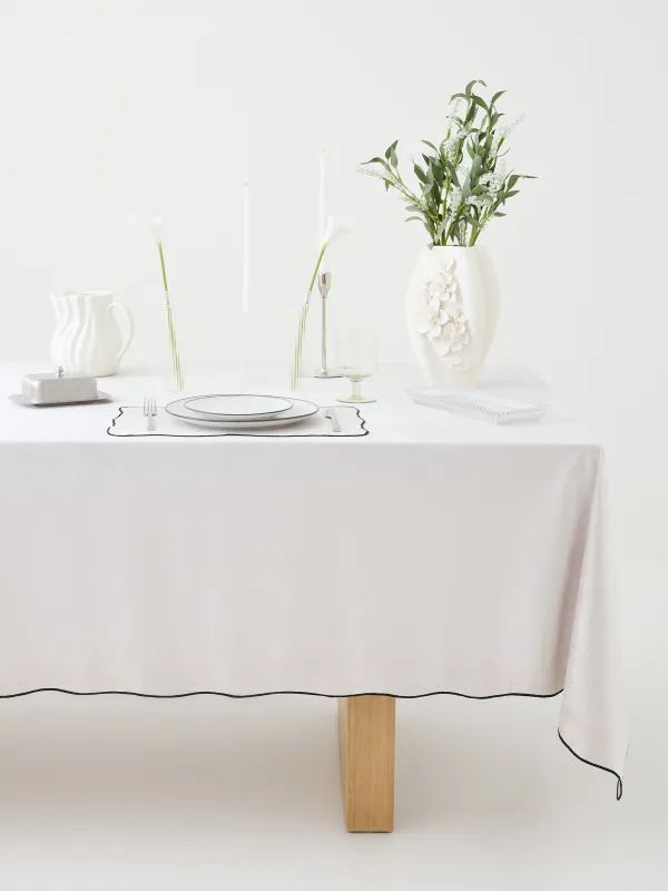 Tablecloth, 170x250 cm, chenille, Black edging, Chenill framed, image-0